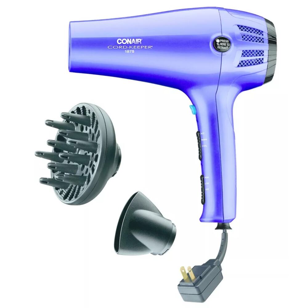 Conair Cord Keeper Hair Dryer Ionic Purple 1875 w/ Attachments New Open Box